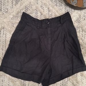 NA-KD Black Linen Shorts